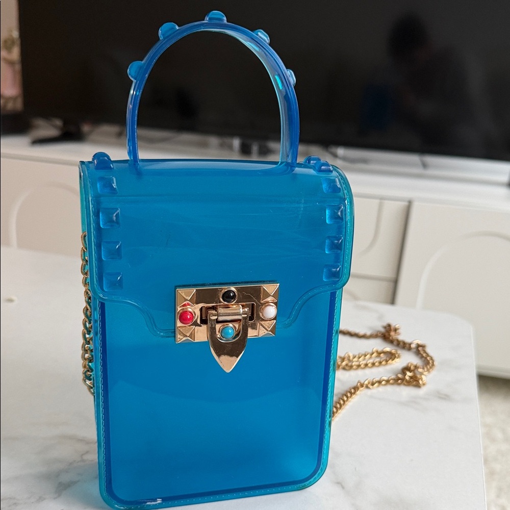 Stylish Blue Transparent Handbag